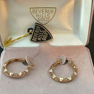 Vintage Beverly Hills 14K rose gold 1" hoop earrings